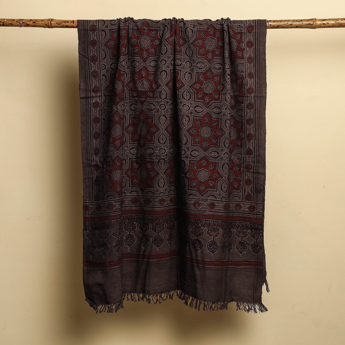 Brown Block Print Cotton Ajrakh Handloom Towel