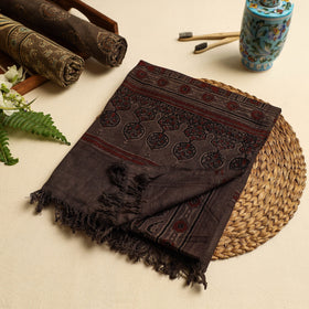 Brown Block Print Cotton Ajrakh Handloom Towel