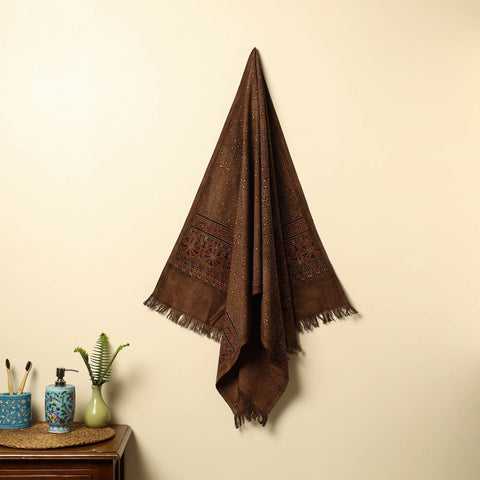 Brown - Block Printed Cotton Ajrakh Handloom Towel 27
