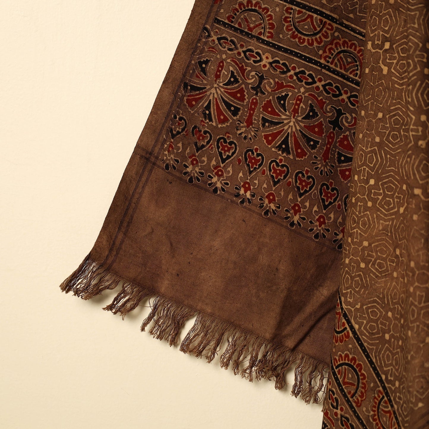 Brown - Block Printed Cotton Ajrakh Handloom Towel 27