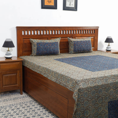 Buy Ajrakh Patch Tukdi Kaam Cotton Double Bed Cover with Pillow Covers Online l iTokri.com
