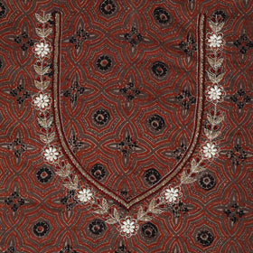 Ajrakh Print Hand Embroidery Cotton Blouse Piece
