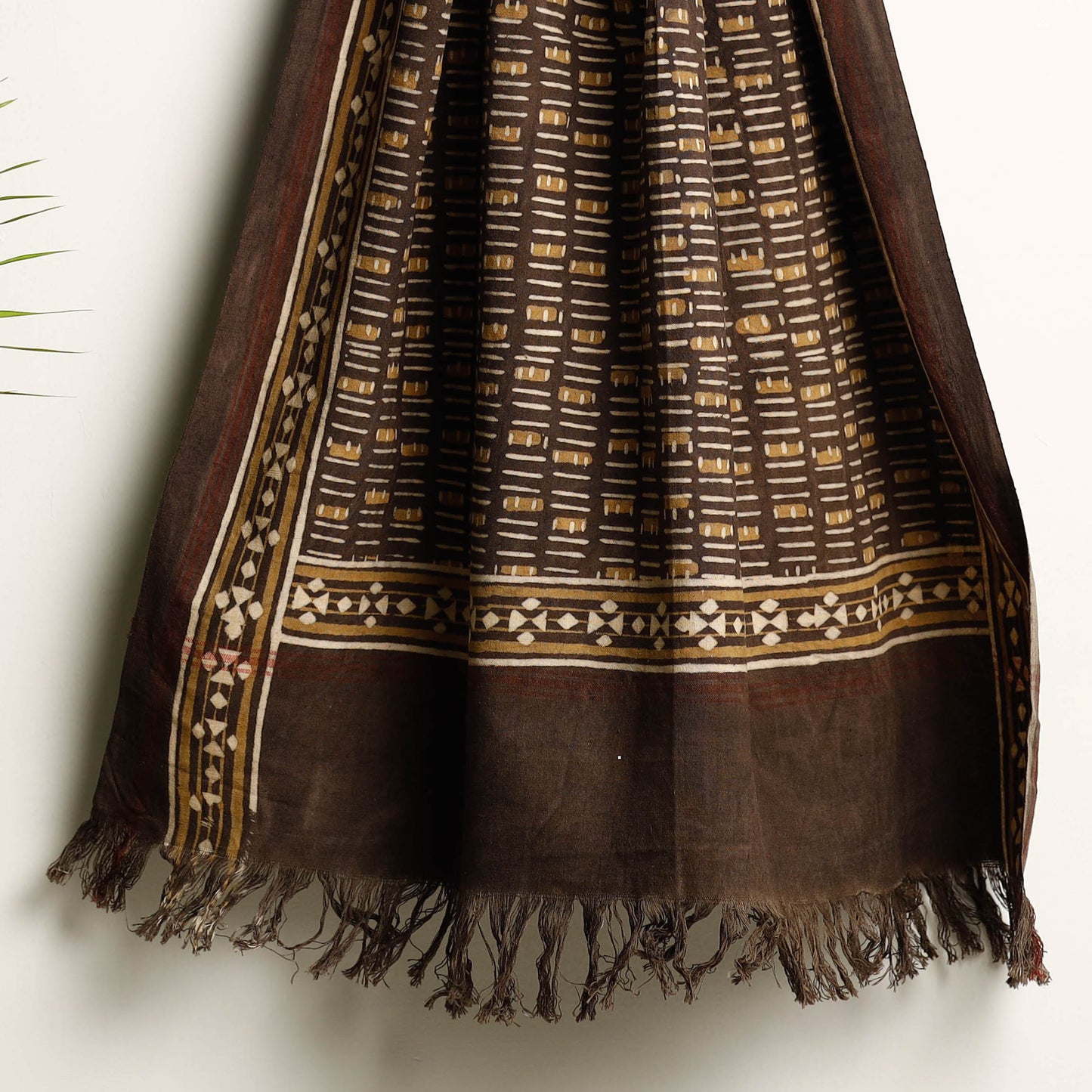Brown Akola Block Printed Pure Handloom Cotton Towel 