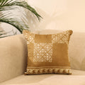 Buy Brown Akola Block Print Chanderi Silk Cushion Cover