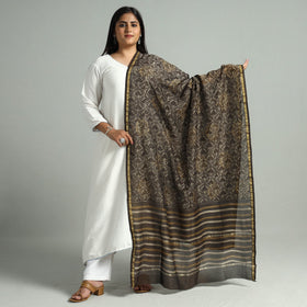   Akola Dabu Block Printed Handloom Chanderi Silk Dupatta with Zari Border 09 