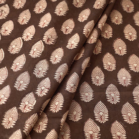 Brown Akola Floret Butta Hand Block Printed Cotton Fabric