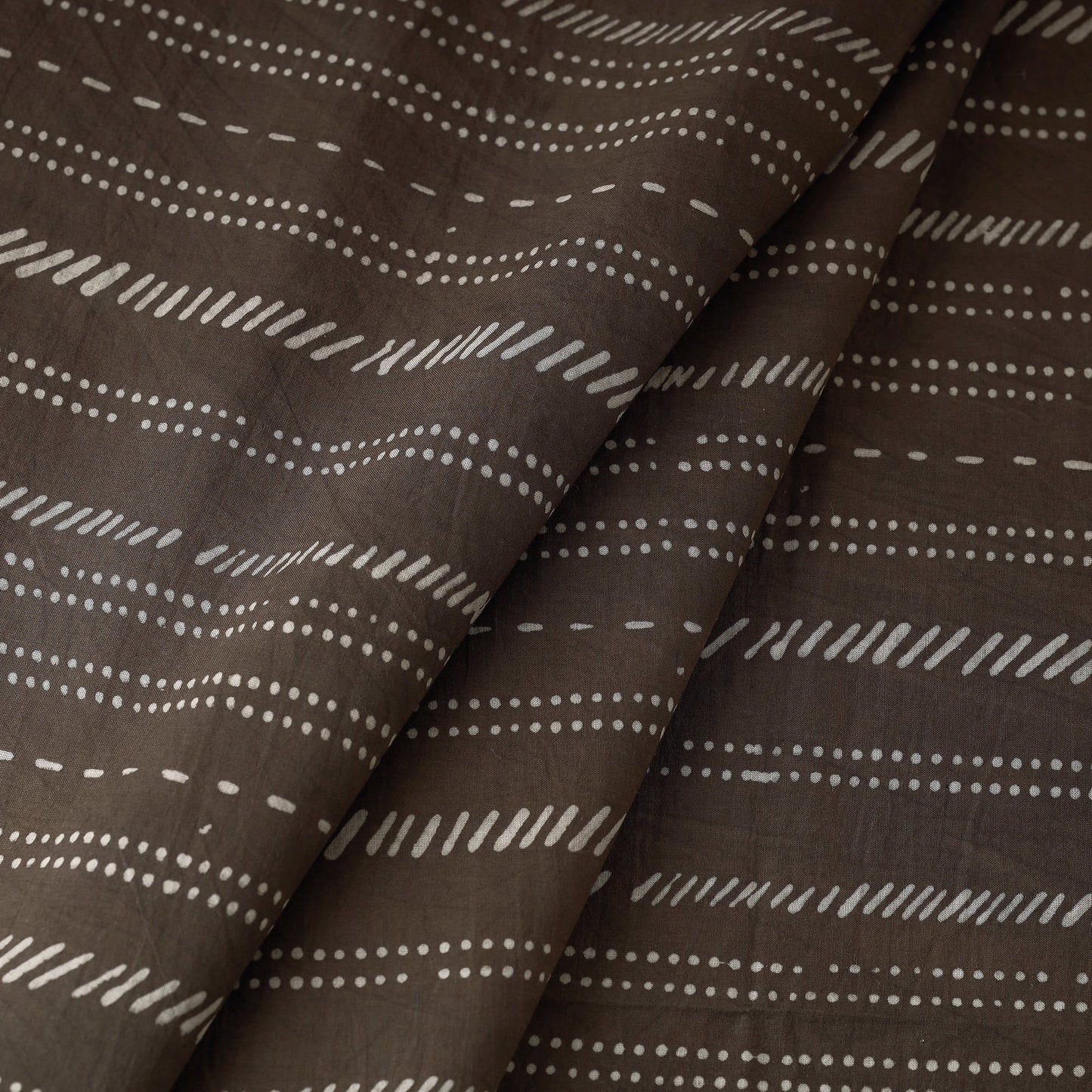 Brown - akola hand printed cotton fabric - handcrafted
