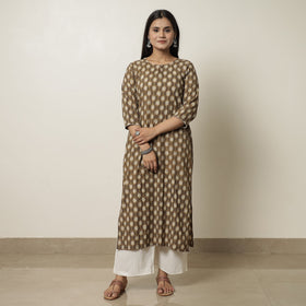  Akola Hand Block Printed Cotton Long Straight Kurta 09 Online 