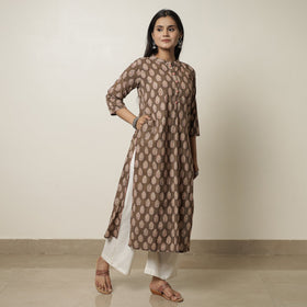 Akola Hand Block Printed Cotton Long Straight Kurta 16 