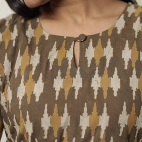 Brown - Akola Hand Block Printed Cotton Long Straight Kurta 38