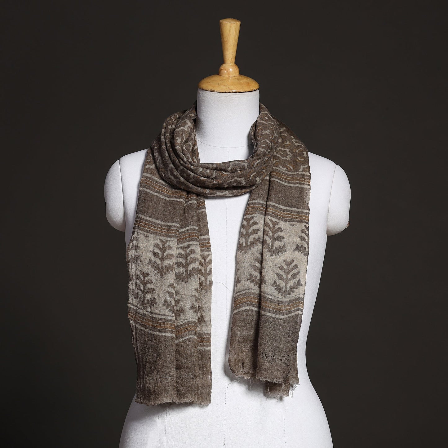  Akola Block Printed Pure Woolen Stole 