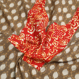 Buy Brown Akola Print Patchwork Cotton Kurta Material 
