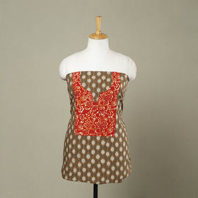 Buy Brown Akola Print Patchwork Cotton Kurta Material 