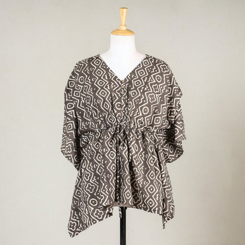  Akola Block Printed Cotton Kaftan with Tie-Up Waist 
