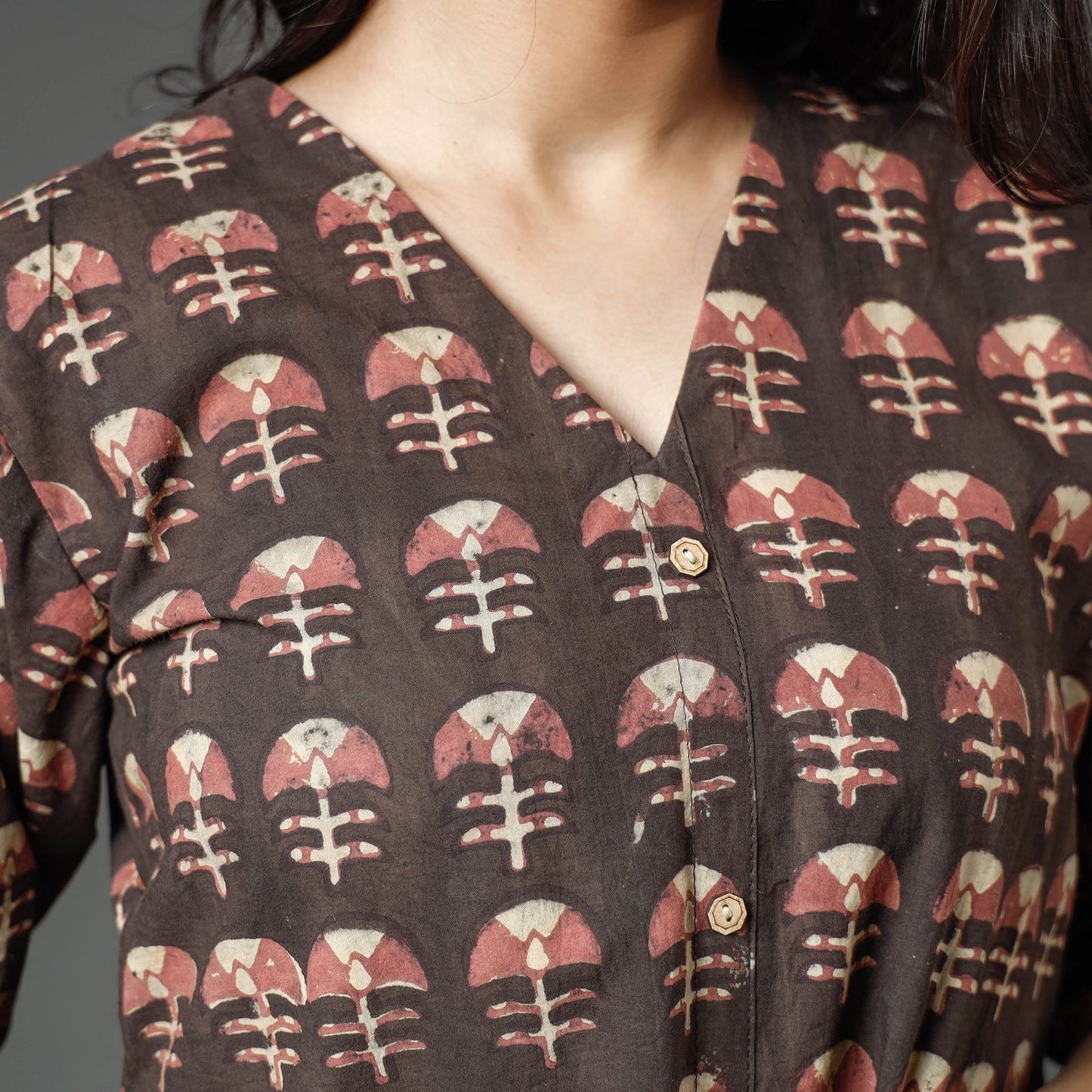  Akola Block Printed Cotton A-Line Long Kurta for Women