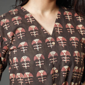  Akola Block Printed Cotton A-Line Long Kurta for Women