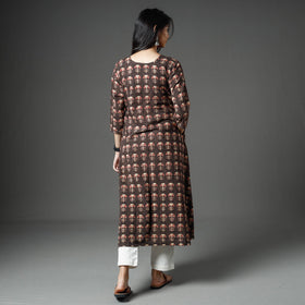  Akola Block Printed Cotton A-Line Long Kurta for Women