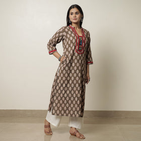  Akola Block Printed Cotton Straight Kurta 