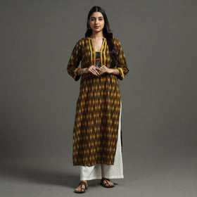 Brown - Akola Block Printed Cotton Straight Kurta