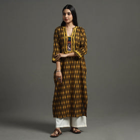 Brown - Akola Block Printed Cotton Straight Kurta