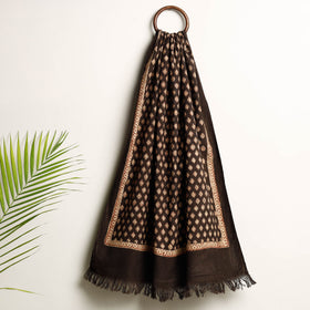 Brown Akola Block Printed Pure Handloom Cotton Towel 