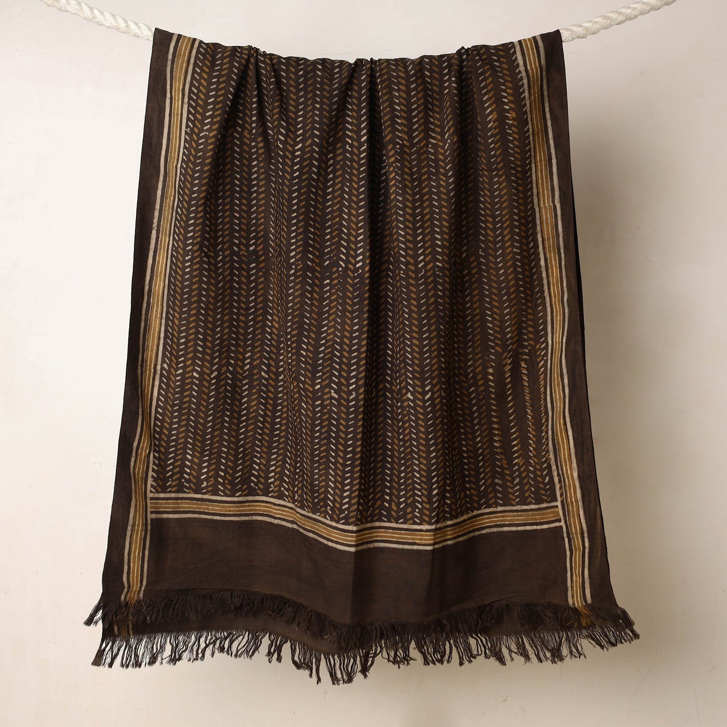 Brown Akola Block Printed Pure Handloom Cotton Towel 