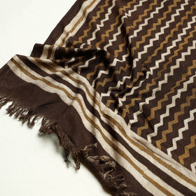 Brown Akola Block Printed Pure Handloom Cotton Towel 