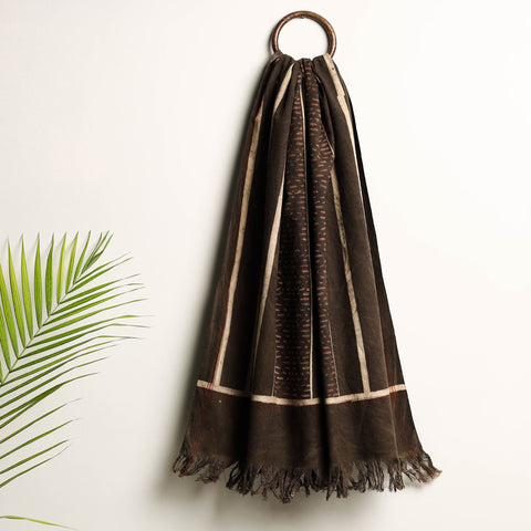 Brown Akola Block Printed Pure Handloom Cotton Towel 