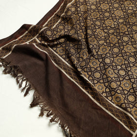 Brown Akola Block Printed Pure Handloom Cotton Towel 
