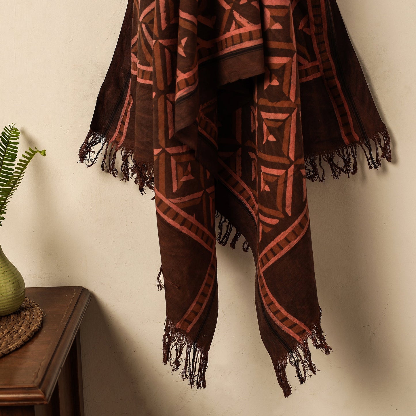 Brown Akola Block Printed Pure Handloom Cotton Towel 