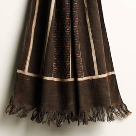 Brown Akola Block Printed Pure Handloom Cotton Towel 