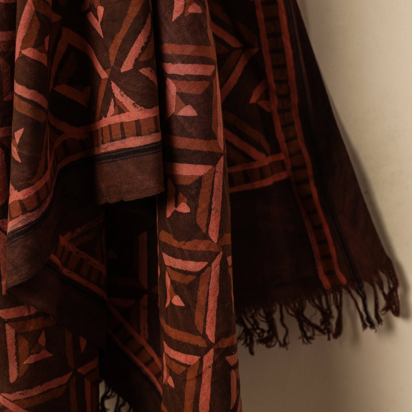 Brown Akola Block Printed Pure Handloom Cotton Towel 