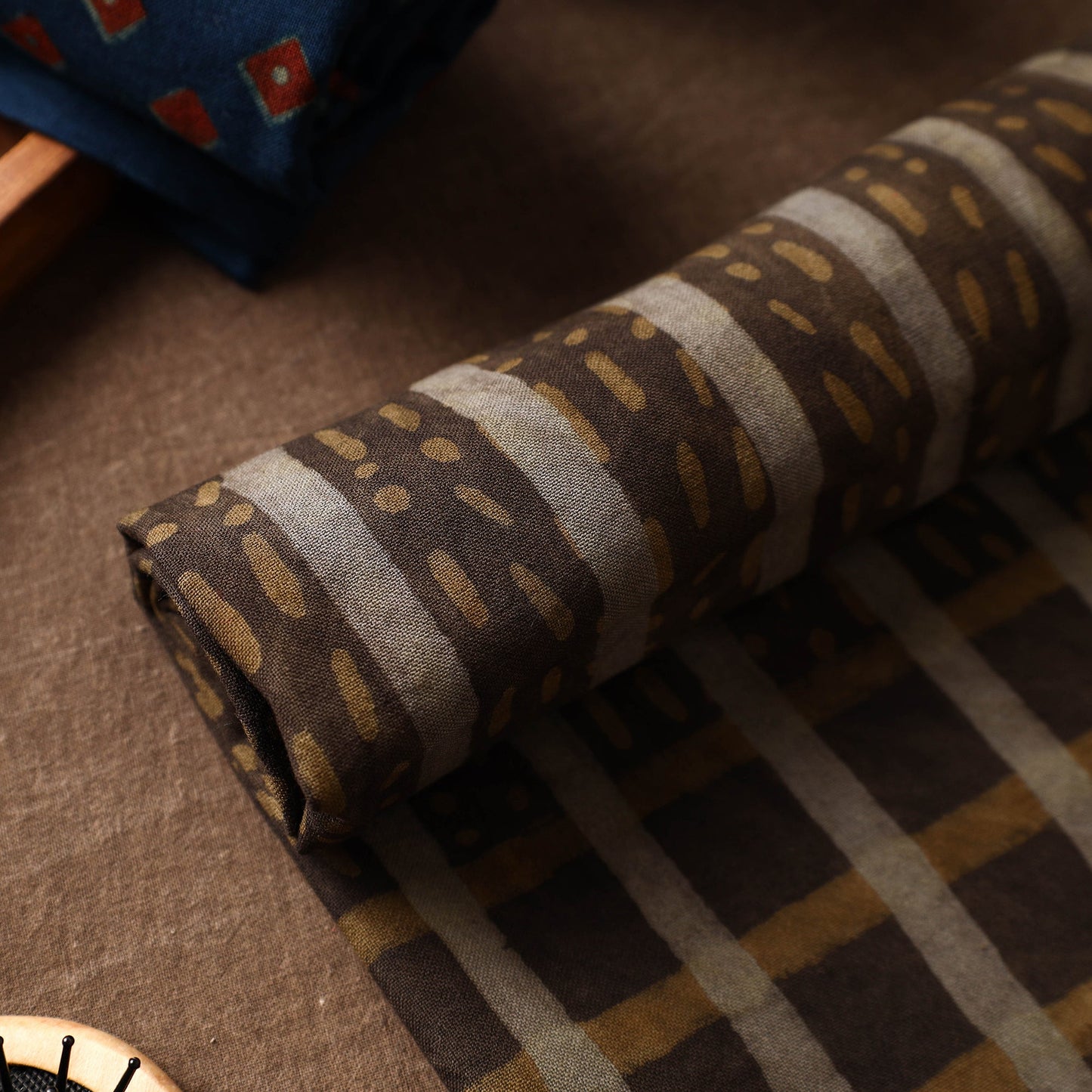 Brown Akola Block Printed Pure Handloom Cotton Towel 