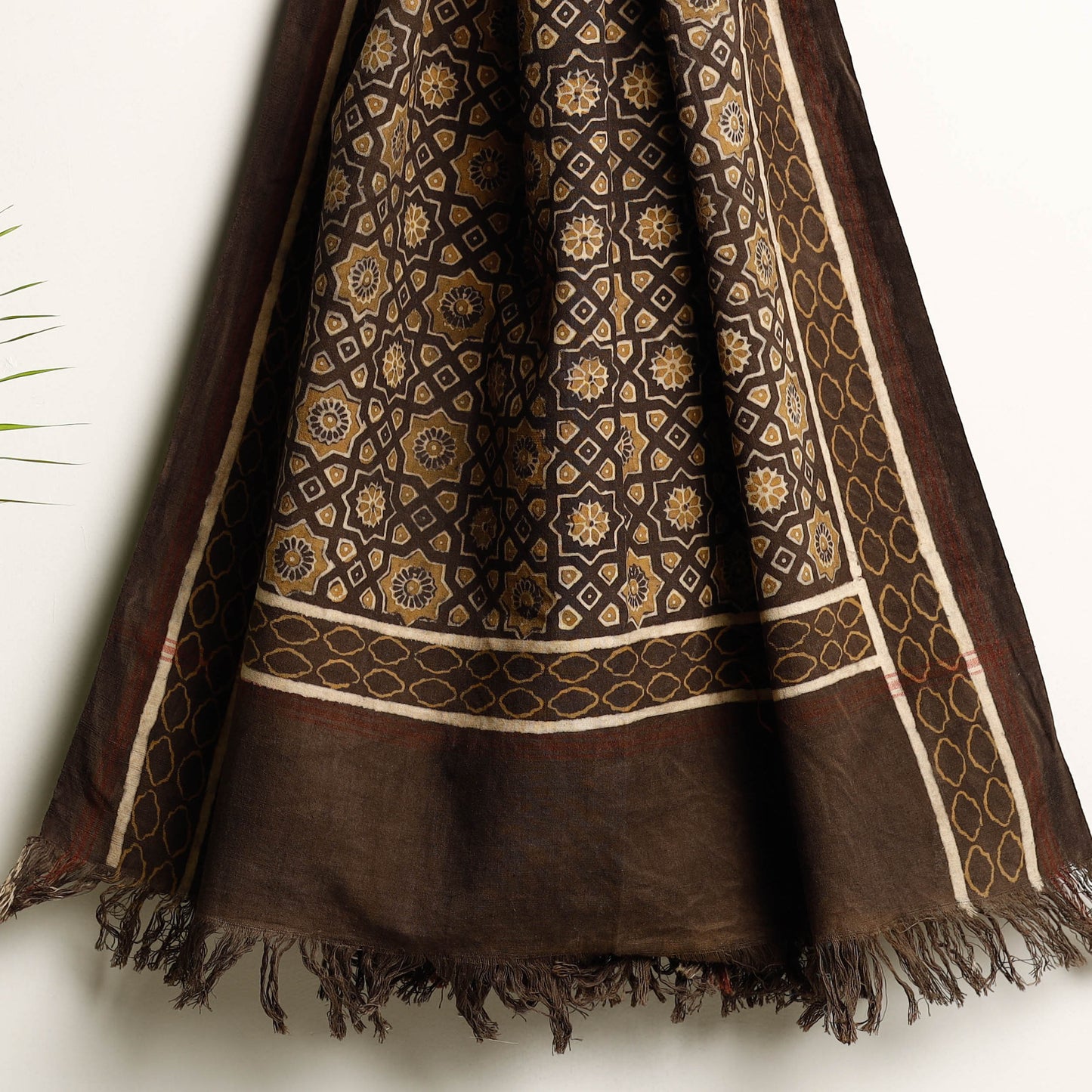 Brown Akola Block Printed Pure Handloom Cotton Towel 