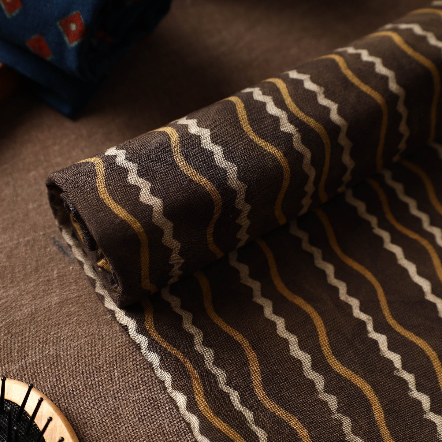 Brown Akola Block Printed Pure Handloom Cotton Towel 