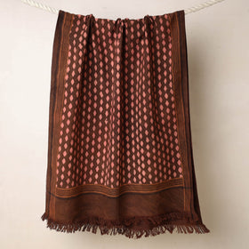 Brown Akola Block Printed Pure Handloom Cotton Towel 