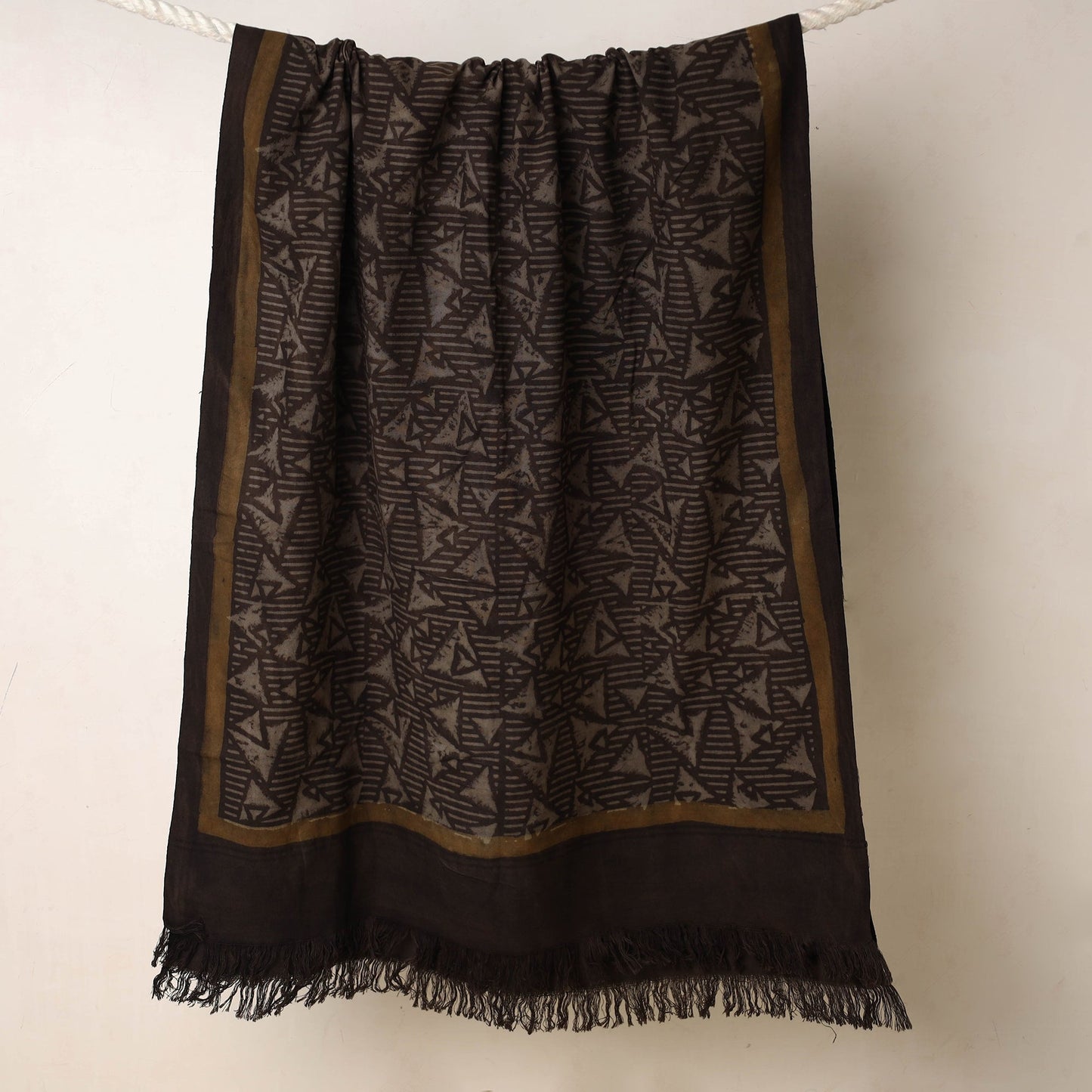 Brown Akola Block Printed Pure Handloom Cotton Towel 