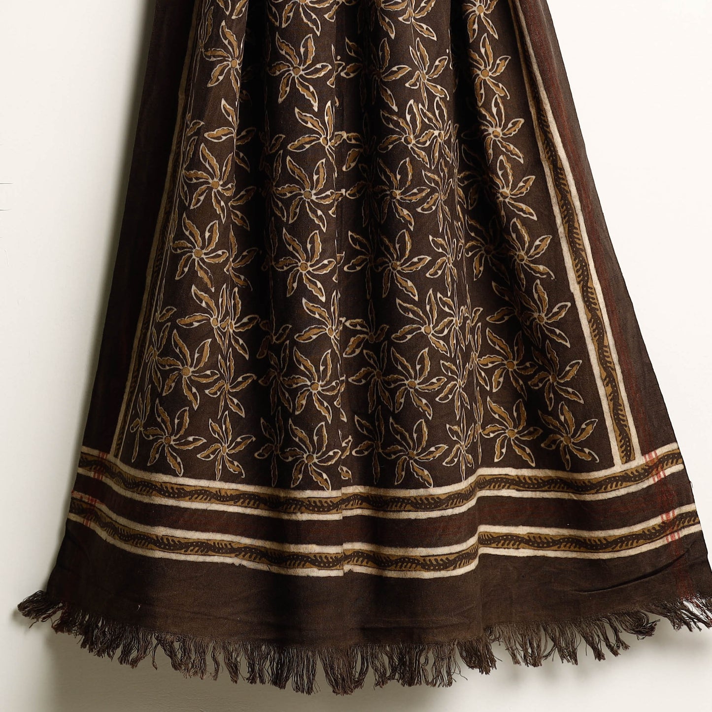 Brown Akola Block Printed Pure Handloom Cotton Towel 