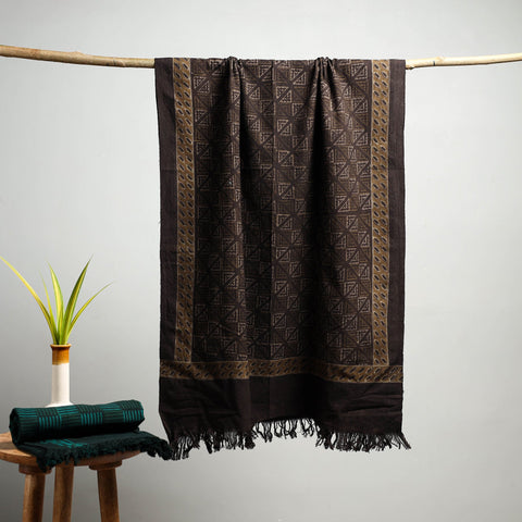 Brown Akola Block Print Pure Handloom Cotton Towel 