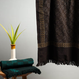 Brown Akola Block Print Pure Handloom Cotton Towel 