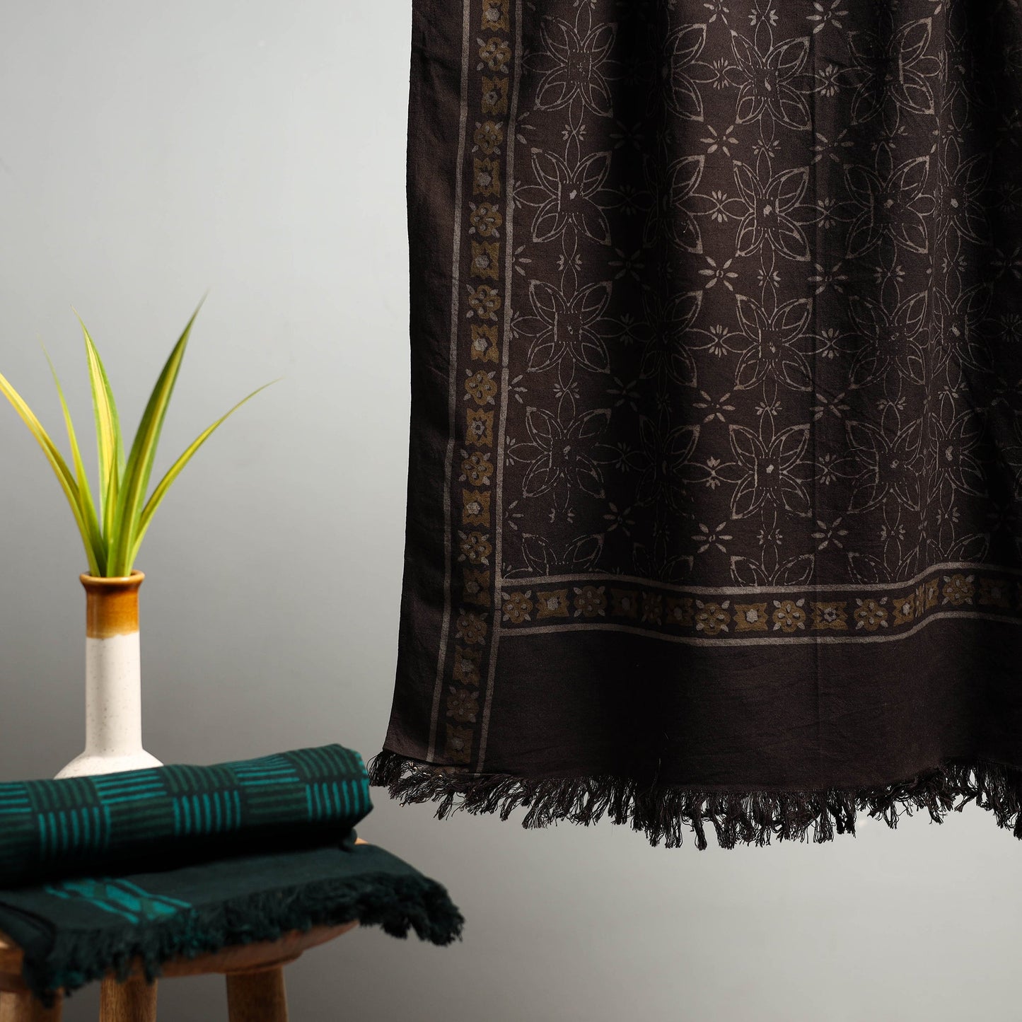 Brown Akola Block Print Pure Handloom Cotton Towel 