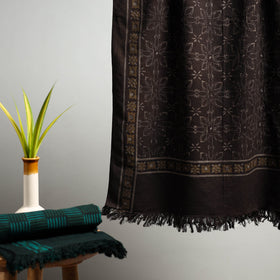 Brown Akola Block Print Pure Handloom Cotton Towel 