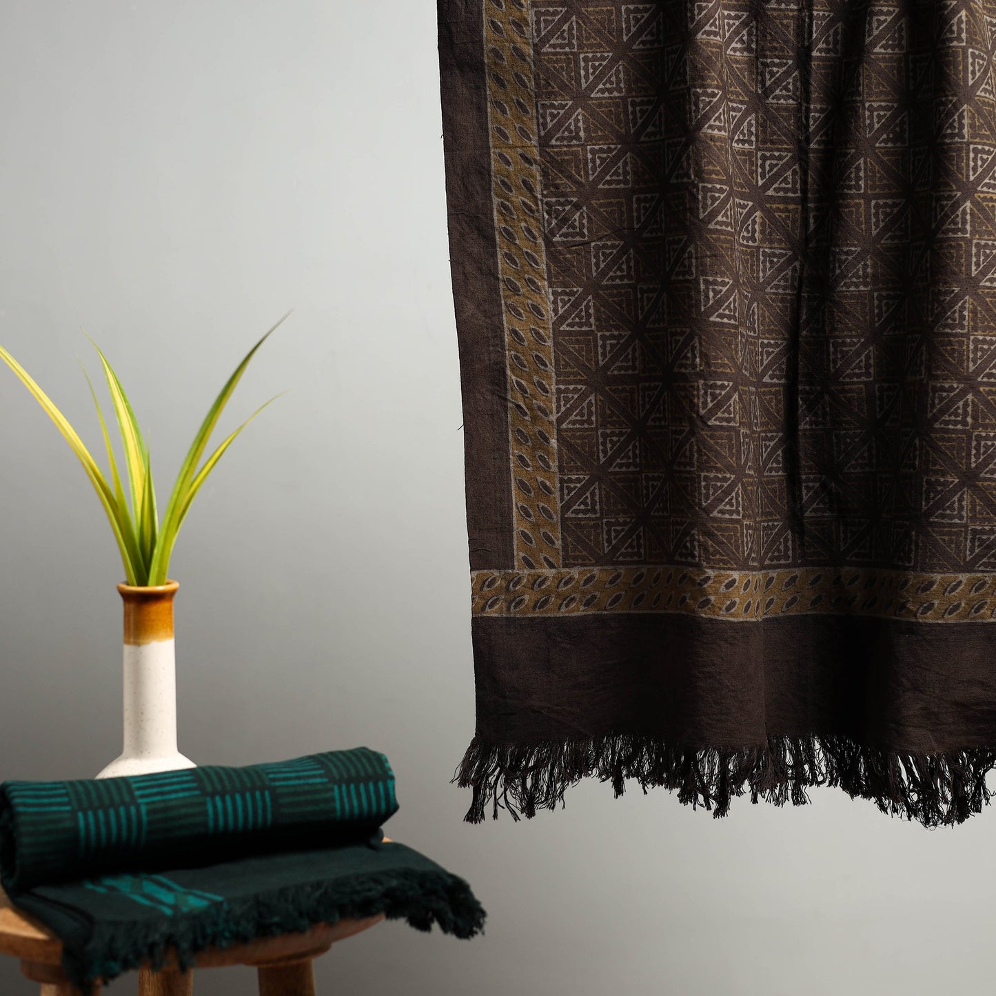 Brown - akola pure handloom cotton towel 25 - handcrafted