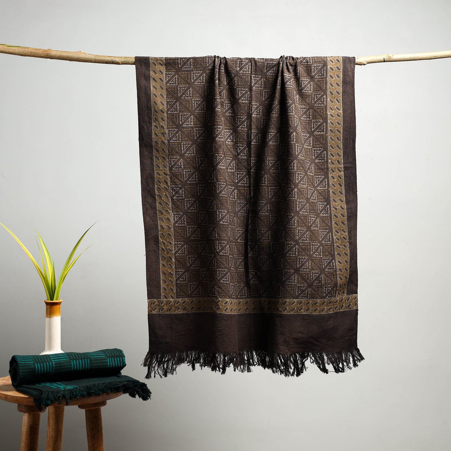 Brown - akola pure handloom cotton towel 25 - handcrafted