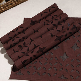  Brown Applique Cut Work Cotton Table Mats (set of 6)
