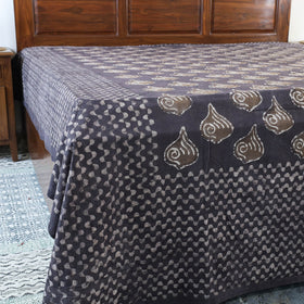 Brown - Block Art Print Cotton Double Bindaas Bed Sheet (110 x 93 in)