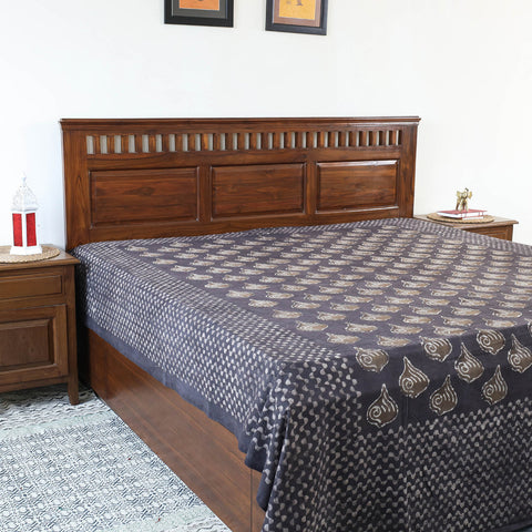 Brown - Block Art Print Cotton Double Bindaas Bed Sheet (110 x 93 in)