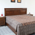 Brown -Block Art Print Cotton Double Bindaas Bed Sheet (110 x 93 in)