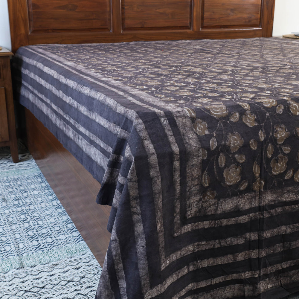 Brown - Block Art Print Cotton Double Bindaas Bed Sheet (110 x 93 in)