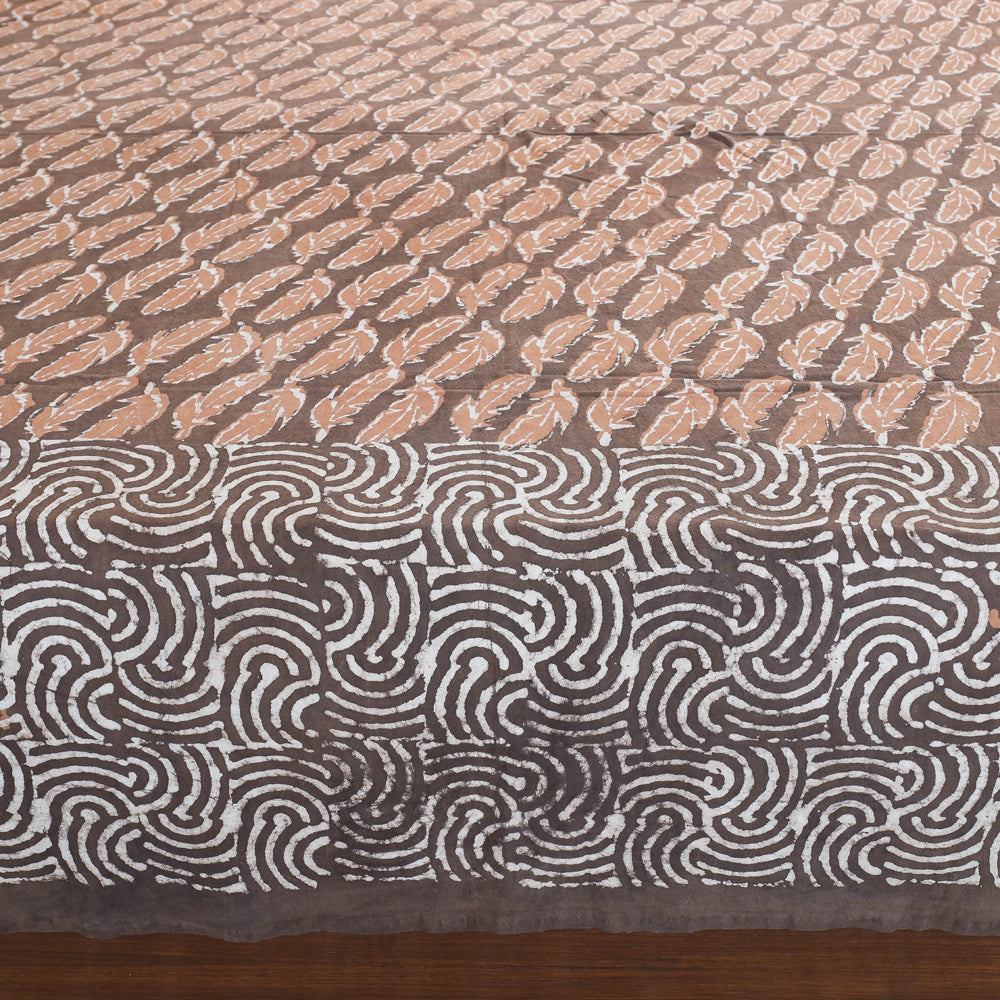 Brown -Block Art Print Cotton Double Bindaas Bed Sheet (110 x 93 in)